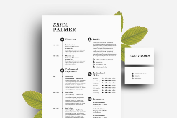 简约实用简历模板&名片模板 Docx resume pack with business card缩略图 简约实用简历模板&名片模板 Docx resume pack with business card