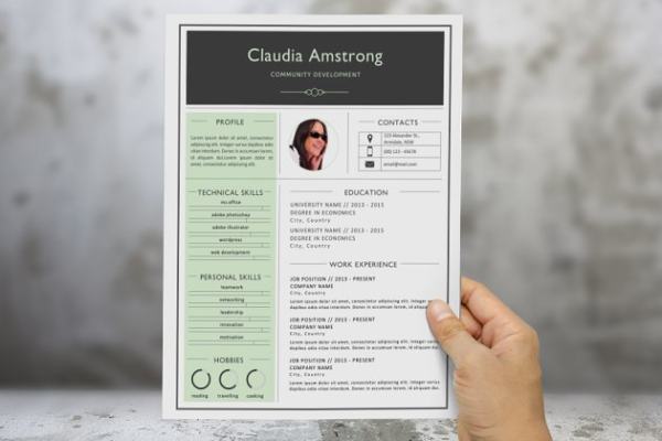 绿色配色简约简历模板 Green photograph resume template缩略图 绿色配色简约简历模板 Green photograph resume template