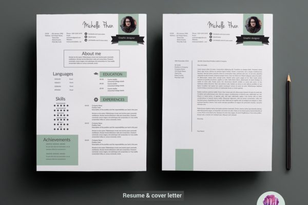 二合一简约简历模板 Resume template缩略图 二合一简约简历模板 Resume template