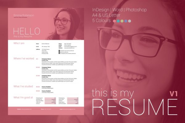 个人求职简历模板v1 My Resume Version 1缩略图 个人求职简历模板v1 My Resume Version 1