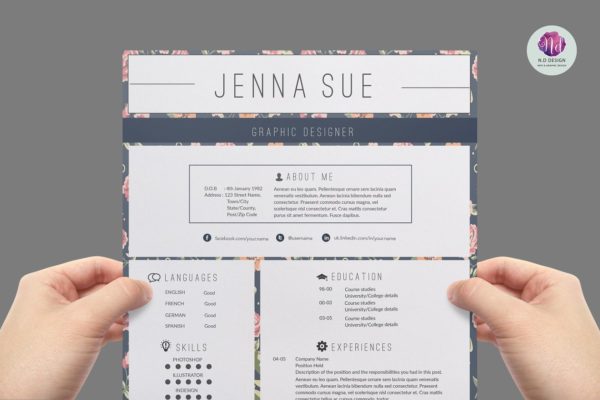 花卉主题专业简历模板套装 Modern resume template
