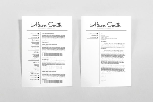 现代简约风个人电子简历&介绍推荐信模板 Resume & Letterhead缩略图 现代简约风个人电子简历&介绍推荐信模板 Resume & Letterhead