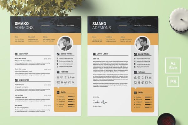 实用个人简历&介绍信模板下载 Resume Template 43缩略图 实用个人简历&介绍信模板下载 Resume Template 43