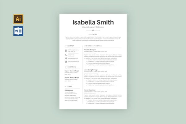 Less is More设计理念个人简历设计模板v1 Resume Template V.1缩略图 Less is More设计理念个人简历设计模板v1 Resume Template V.1