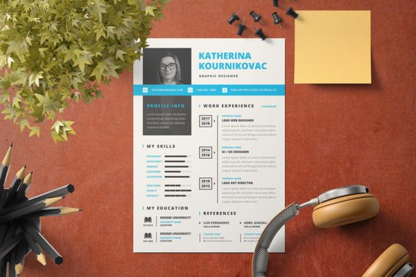 图形设计师个人简历设计模板v6 Resume Template v.6