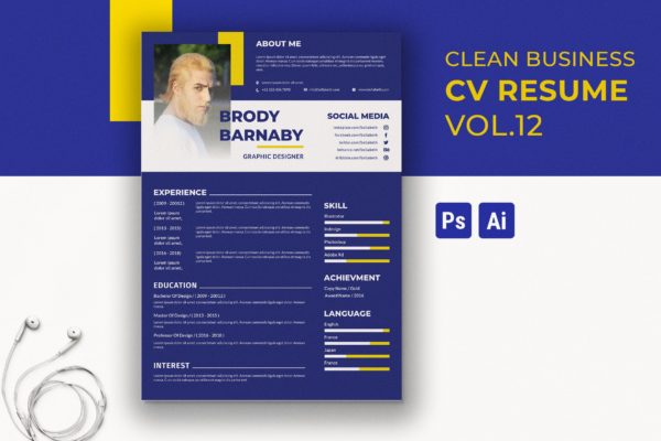 简朴设计风格设计师简历模板v13 Clean Resume Template Vol. 13缩略图 简朴设计风格设计师简历模板v13 Clean Resume Template Vol. 13