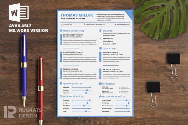 经典极简设计风格应聘简历设计模板 Minimalist CV Resume R8缩略图 经典极简设计风格应聘简历设计模板 Minimalist CV Resume R8