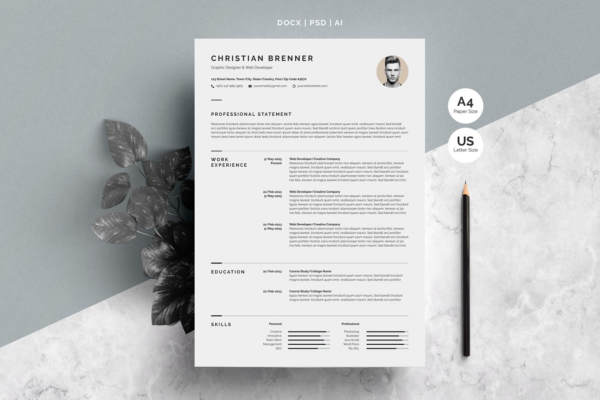 一份简洁优雅的简历模板 Elegant Resume Template