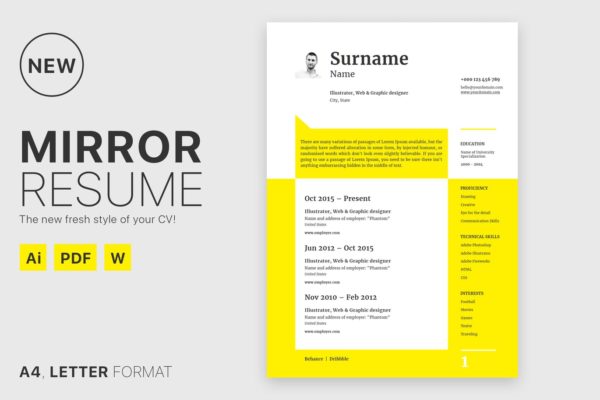 简约风格设计师/产品经理个人简历设计模板 Mirror Resume