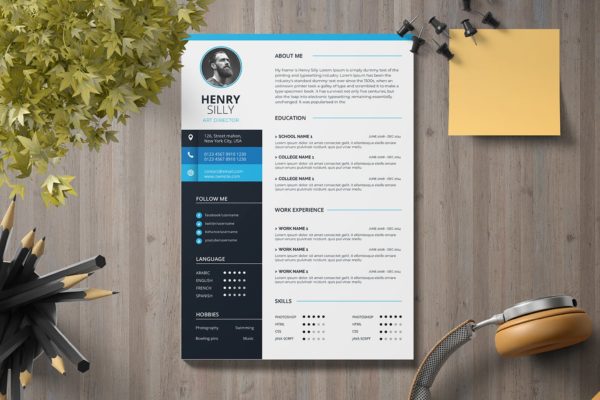 艺术指导个人简历设计模板 CV Resume