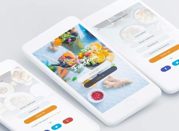 大洋岛下午茶：一套简单漂亮的美食类订餐APP UI KITS下载 Foodnow Mobile App [Sketch]