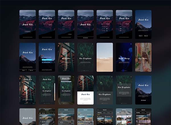 大洋岛下午茶：酷炫的旅行类APP UI KITS套装[XD]