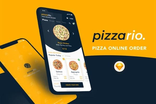 大洋岛下午茶：完整功能与交互的披萨外卖外送APP UI KITS[Sketch]