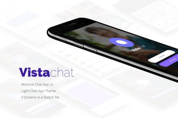 极简主义风格在线聊天APP应用UI模板[Sketch] Vistachat Light App UI sketch file