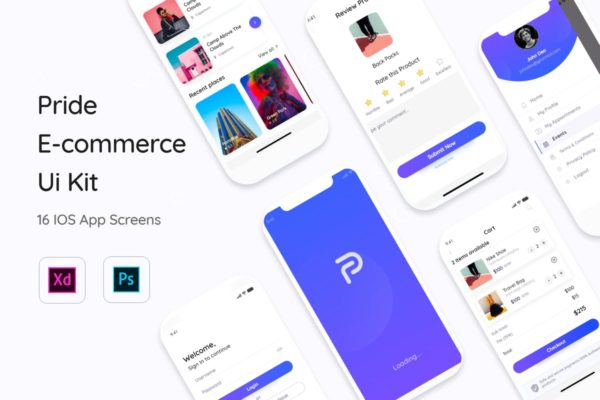 现代设计风格电子商务电商APP应用UI套件 Pride E-Commerce App Mobile UI Kit缩略图 现代设计风格电子商务电商APP应用UI套件 Pride E-Commerce App Mobile UI Kit
