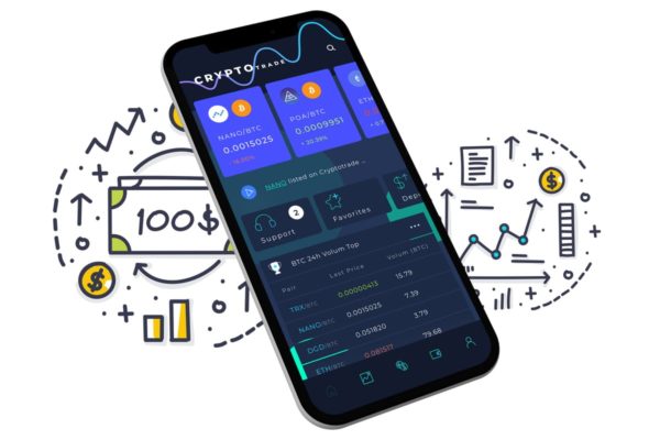 加密货币交易市场APP应用主界面模板 Crypto Trade Home 4 Mobile Ui