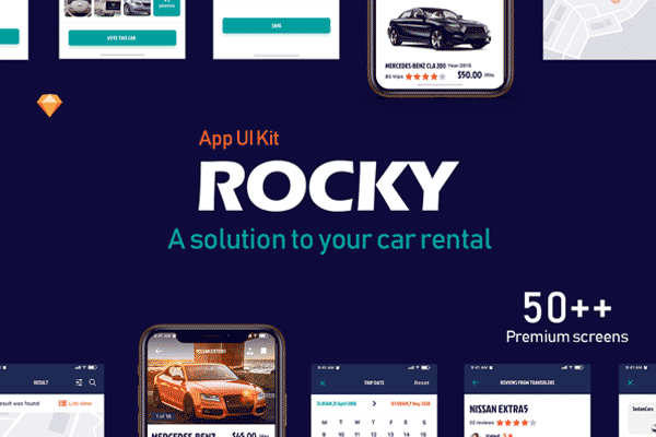 大洋岛下午茶：多功能租车 APP UI KIT 模板下载 [Sketch]