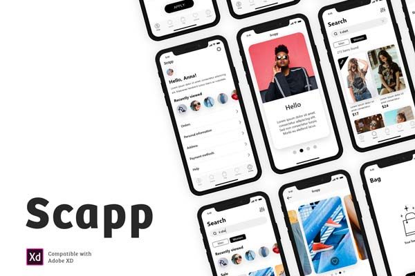 大洋岛下午茶：极简主义时尚电商 APP UI KIT 模板套装下载 [XD]