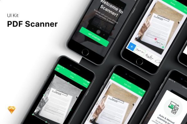 PDF扫描仪类手机应用UI设计界面 PDF Scanner UI Kit