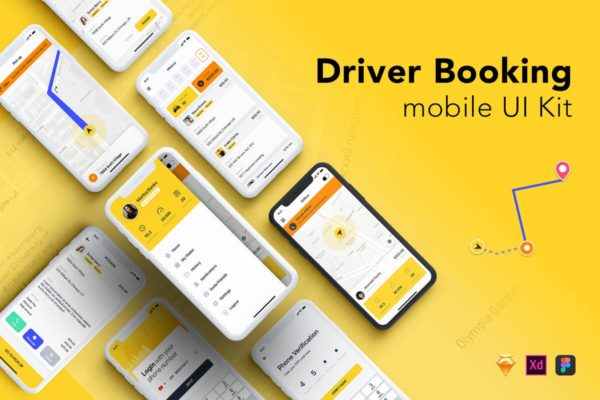 出租车打车软件APP应用UI设计套件 Taxi Driver Booking UI Kit缩略图 出租车打车软件APP应用UI设计套件 Taxi Driver Booking UI Kit