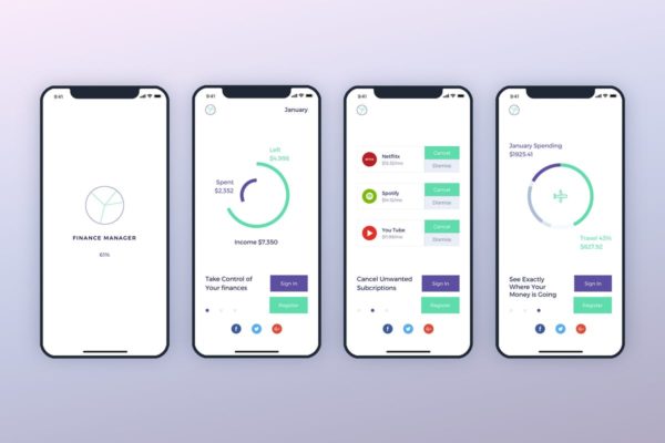 电子钱包手机APP应用启用界面UI设计方案二 Launch Screens Walkthroughs Finance Mobile UI – FP缩略图 电子钱包手机APP应用启用界面UI设计方案二 Launch Screens Walkthroughs Finance Mobile UI – FP