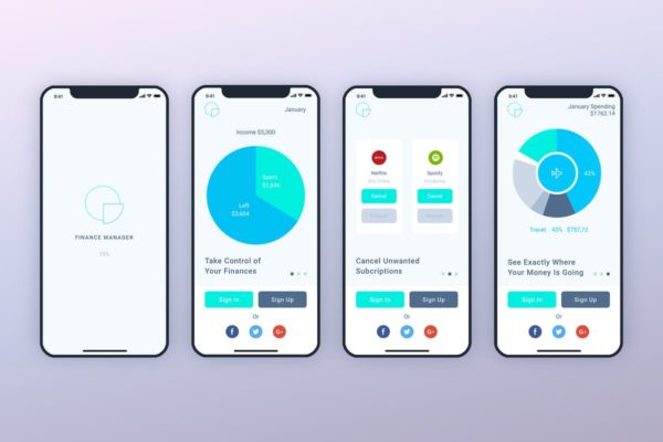 电子钱包APP应用启动界面UI设计方案一 Launch Screens Walkthroughs Finance Mobile UI – FP缩略图 电子钱包APP应用启动界面UI设计方案一 Launch Screens Walkthroughs Finance Mobile UI – FP
