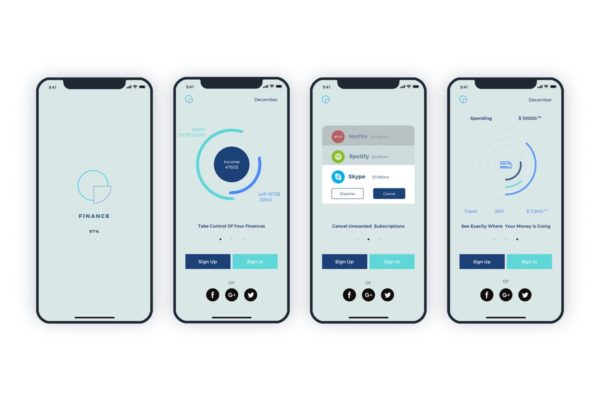 财务记账手机APP应用UI设计套件 Launch Screens Walkthroughs Finance Mobile UI – FH缩略图 财务记账手机APP应用UI设计套件 Launch Screens Walkthroughs Finance Mobile UI – FH