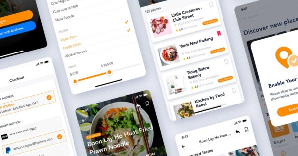 美食点评类APP应用UI设计套件 Food Restaurant App Kit缩略图 美食点评类APP应用UI设计套件 Food Restaurant App Kit