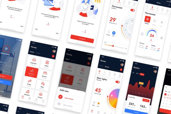 智能家居APP界面设计UI套件[for XD] Smart Home UI Kit – XD Version