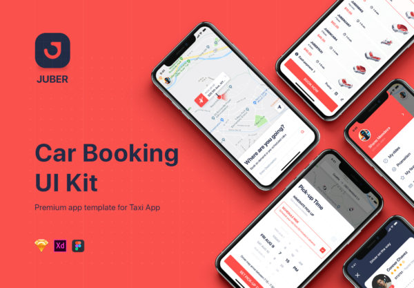 大洋岛下午茶：实用的汽车租赁APP UI KIT 套装下载[Sketch,fig,XD]