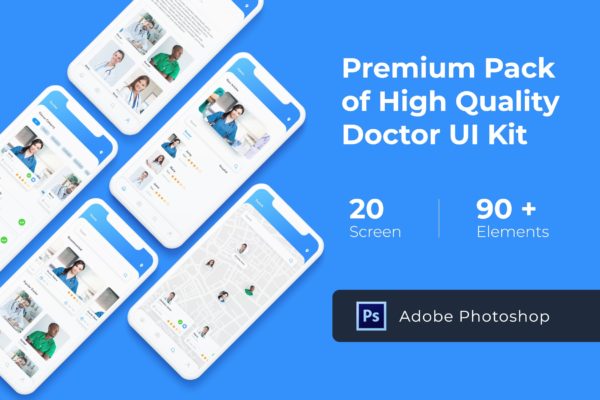 家庭医生预约系统APP用户界面设计PSD模板 Doctor App UI KIT for Photoshop缩略图 家庭医生预约系统APP用户界面设计PSD模板 Doctor App UI KIT for Photoshop