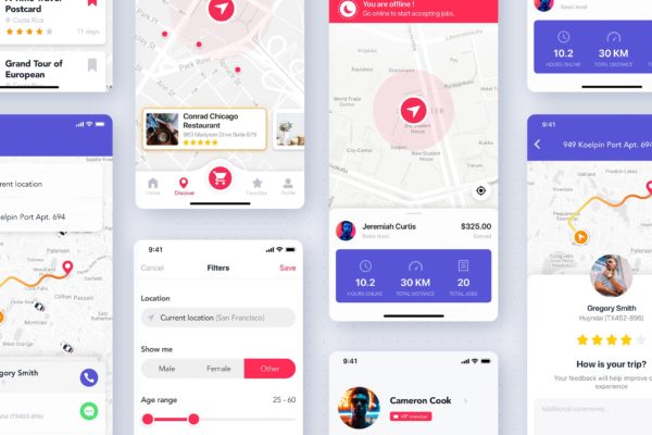网约车打车APP应用UI设计套件 Maps & Search mobile UI Kit缩略图 网约车打车APP应用UI设计套件 Maps & Search mobile UI Kit
