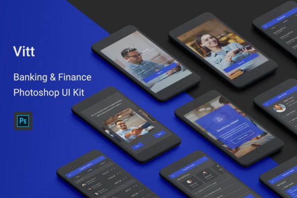 网上银行金融APP应用UI用户交互界面设计PSD模板 Vitt – Banking & Finance Photoshop UI Kit缩略图 网上银行金融APP应用UI用户交互界面设计PSD模板 Vitt – Banking & Finance Photoshop UI Kit
