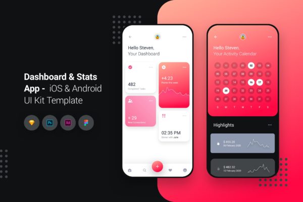 iOS&Android手机应用数据统计后台UI设计套件 Dashboard App iOS & Android UI Kit Template缩略图 iOS&Android手机应用数据统计后台UI设计套件 Dashboard App iOS & Android UI Kit Template