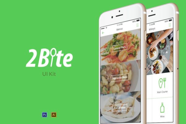 餐厅点餐APP应用UI设计套件 2Bite UI Kit缩略图 餐厅点餐APP应用UI设计套件 2Bite UI Kit