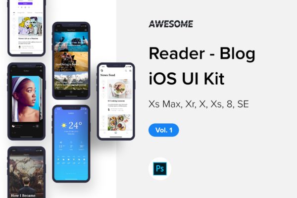 读者博客类iOS应用APP设计套件PSD模板v1 Awesome iOS UI Kit – Reader Blog Vol. 1 (PSD)缩略图 读者博客类iOS应用APP设计套件PSD模板v1 Awesome iOS UI Kit – Reader Blog Vol. 1 (PSD)