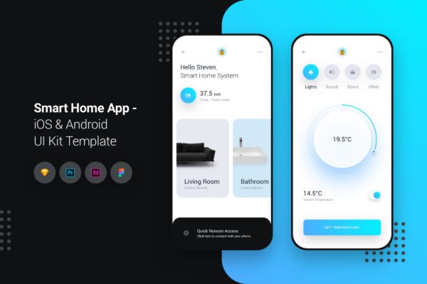 iOS&Android手机智能家居APP应用UI设计套件模板 Smart Home App iOS & Android UI Kit Template缩略图 iOS&Android手机智能家居APP应用UI设计套件模板 Smart Home App iOS & Android UI Kit Template