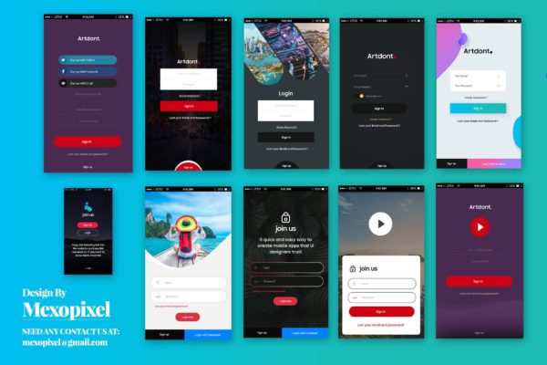 移动应用注册登录用户交互界面设计模板 SignUp / Login – Mobile app Form UI Kit Elements缩略图 移动应用注册登录用户交互界面设计模板 SignUp / Login – Mobile app Form UI Kit Elements