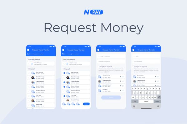 电子钱包APP应用UI设计之转账界面设计模板 Request Money Transfer – Wallet Mobile UI – N