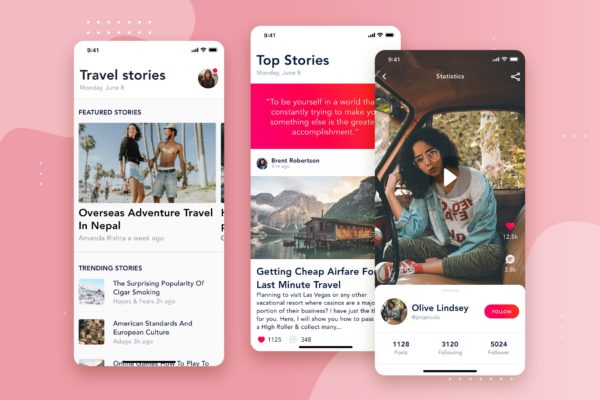 社交APP个人中心界面设计模板v4 User Profile mobile interface concept缩略图 社交APP个人中心界面设计模板v4 User Profile mobile interface concept