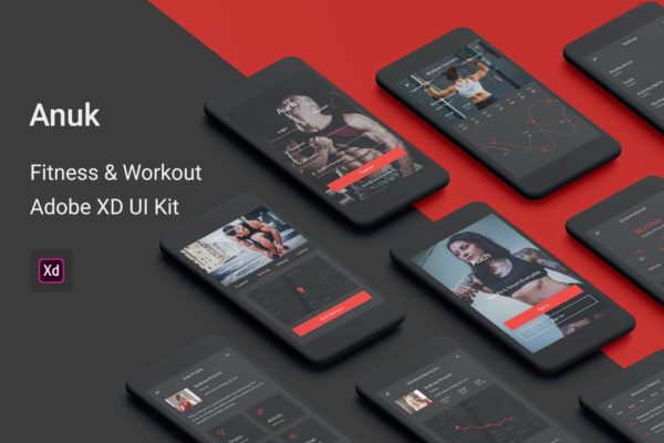 健身运动主题APP应用UI设计套件for Adobe XD Anuk – Fitness & Workout Adobe XD UI Kit缩略图 健身运动主题APP应用UI设计套件for Adobe XD Anuk – Fitness & Workout Adobe XD UI Kit