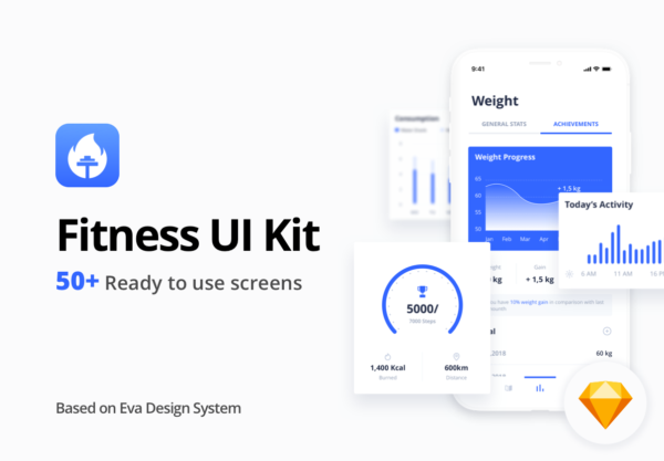 大洋岛下午茶：优秀简单的健身类APP UI KITS套装下载[Sketch]