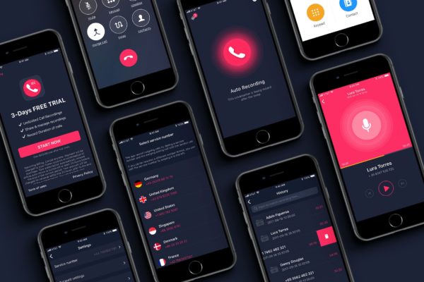 电话录音APP应用UI设计套件 Auto Recorder mobile UI Kit缩略图 电话录音APP应用UI设计套件 Auto Recorder mobile UI Kit