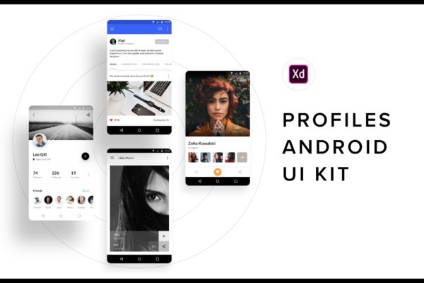 安卓手机APP应用用户中心界面UI设计XD模板 Profiles Android UI Kit (Adobe XD)缩略图 安卓手机APP应用用户中心界面UI设计XD模板 Profiles Android UI Kit (Adobe XD)
