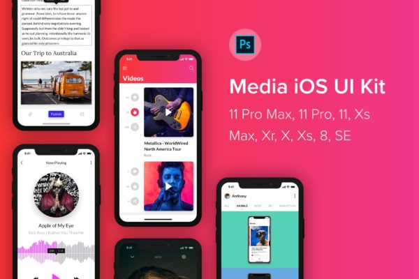 iOS平台多媒体APP应用UI设计PSD模板 Media iOS UI Kit (Photoshop)缩略图 iOS平台多媒体APP应用UI设计PSD模板 Media iOS UI Kit (Photoshop)