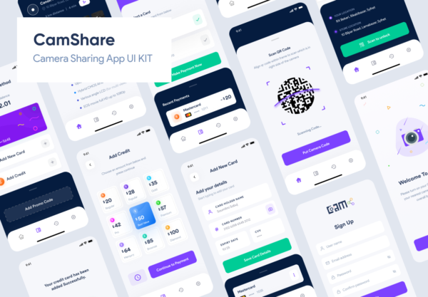 大洋岛下午茶：相机出租功能的APP UI kits套装下载[fig]
