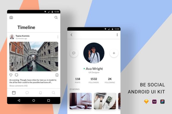 安卓平台社交APP应用UI设计套件 Be Social Android UI Kit缩略图 安卓平台社交APP应用UI设计套件 Be Social Android UI Kit