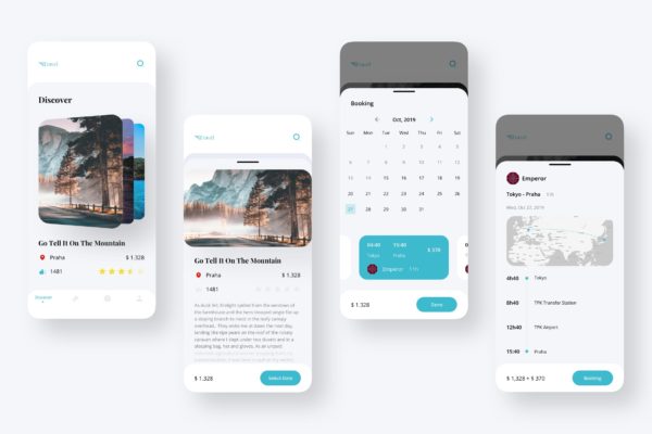 旅游预订APP应用用户界面设计模板 Travel Booking Tour Ui – FP