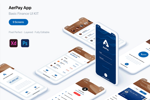 大洋岛下午茶：设计完美精致的金融理财产品 APP UI KITS [PSD,XD,APP,WEB]