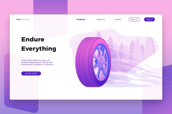 汽车部件轮胎品牌 Banner&着陆页模板 Autoparts Tire-Banner & Landing Page